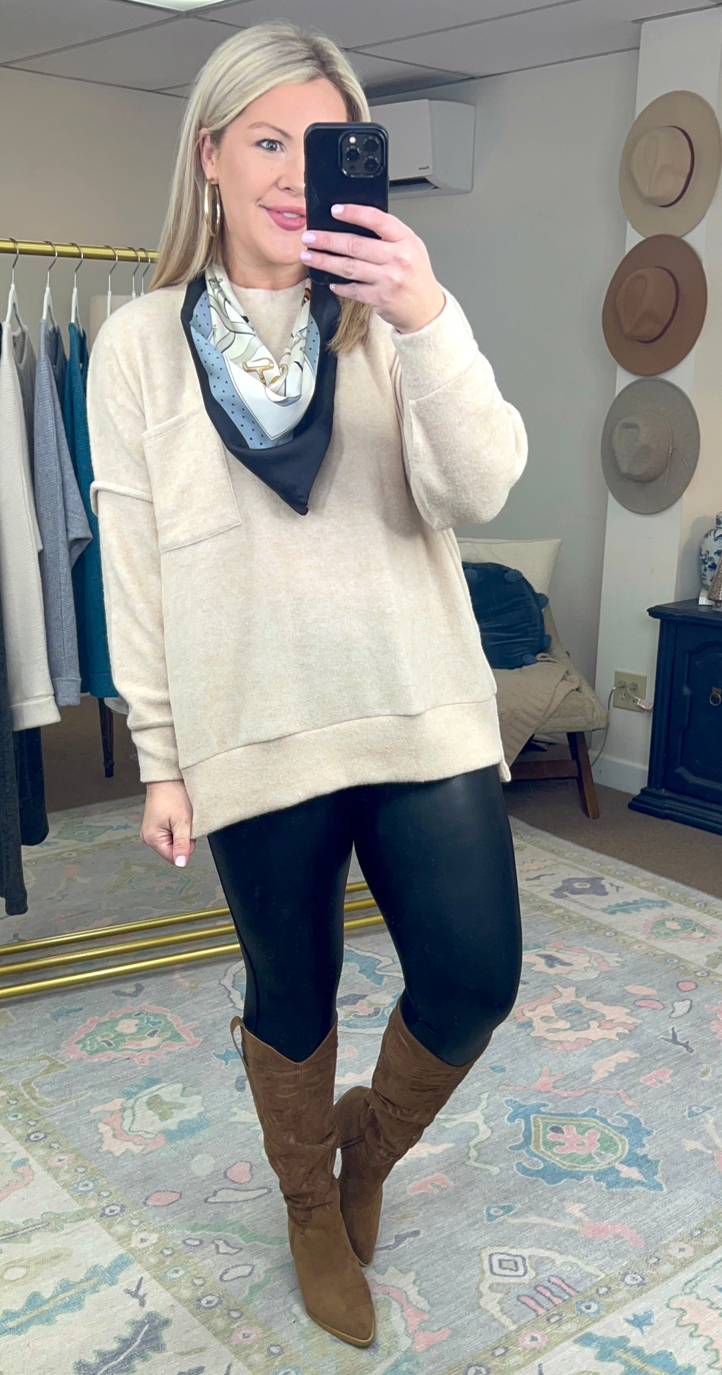 Snuggle Sess Brushed Knit Tunic Top