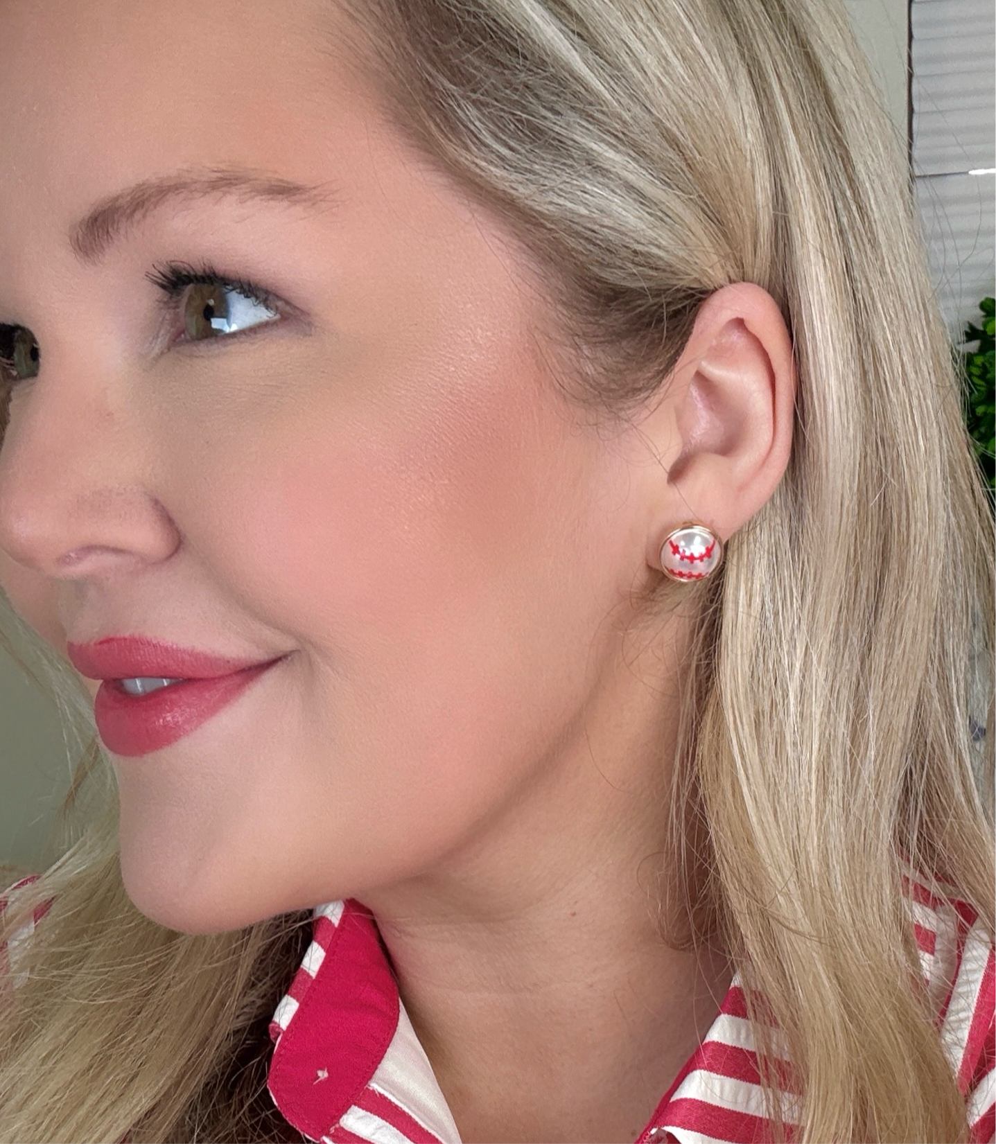 Baseball Pearl Stud Earrings