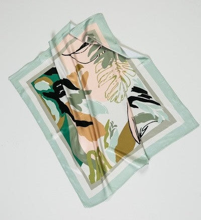 Serene Scene Abstract Palm Silk Neck Scarf