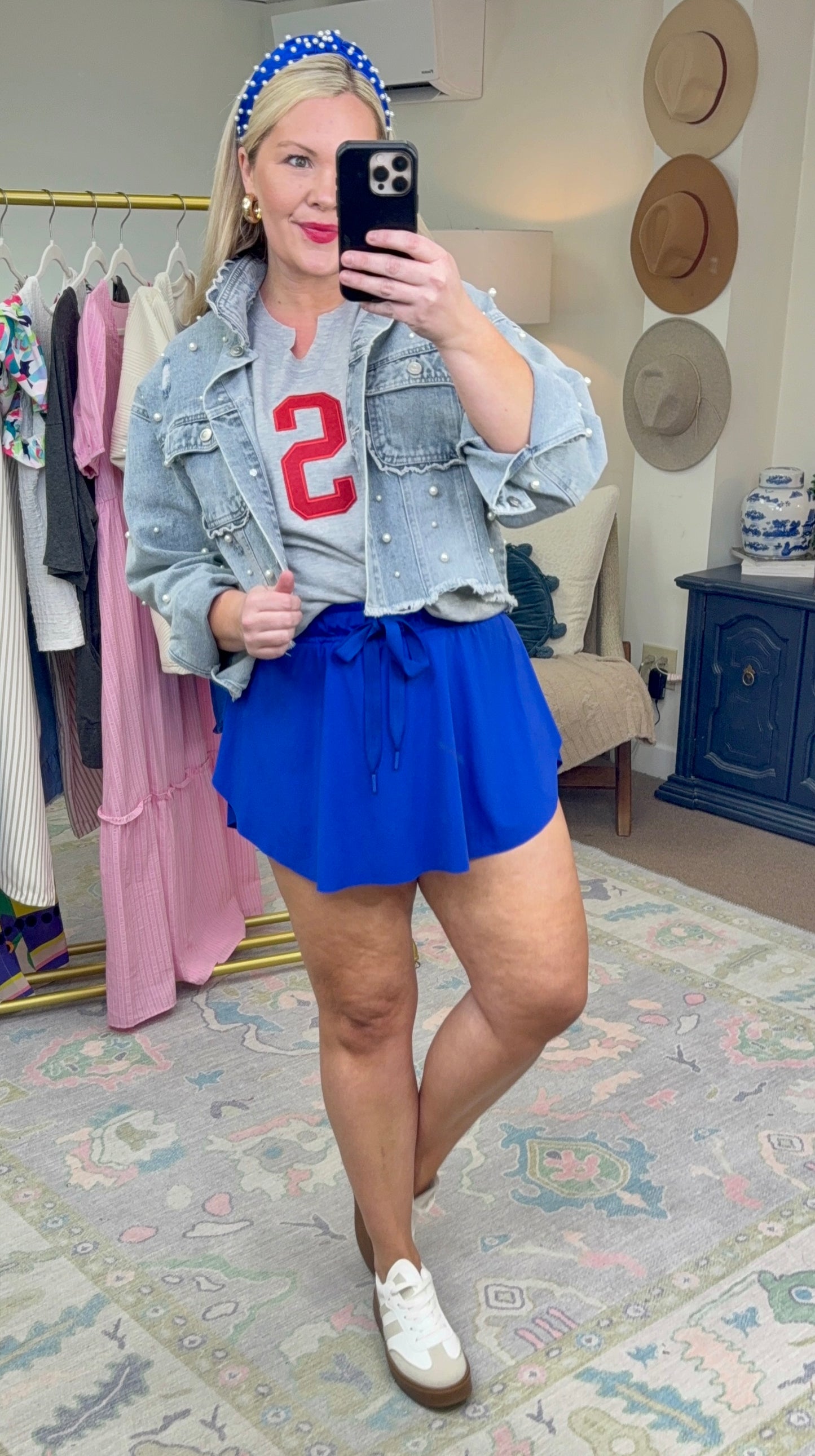 Sweet Gal Scallop Pearl Embellished Denim Jacket