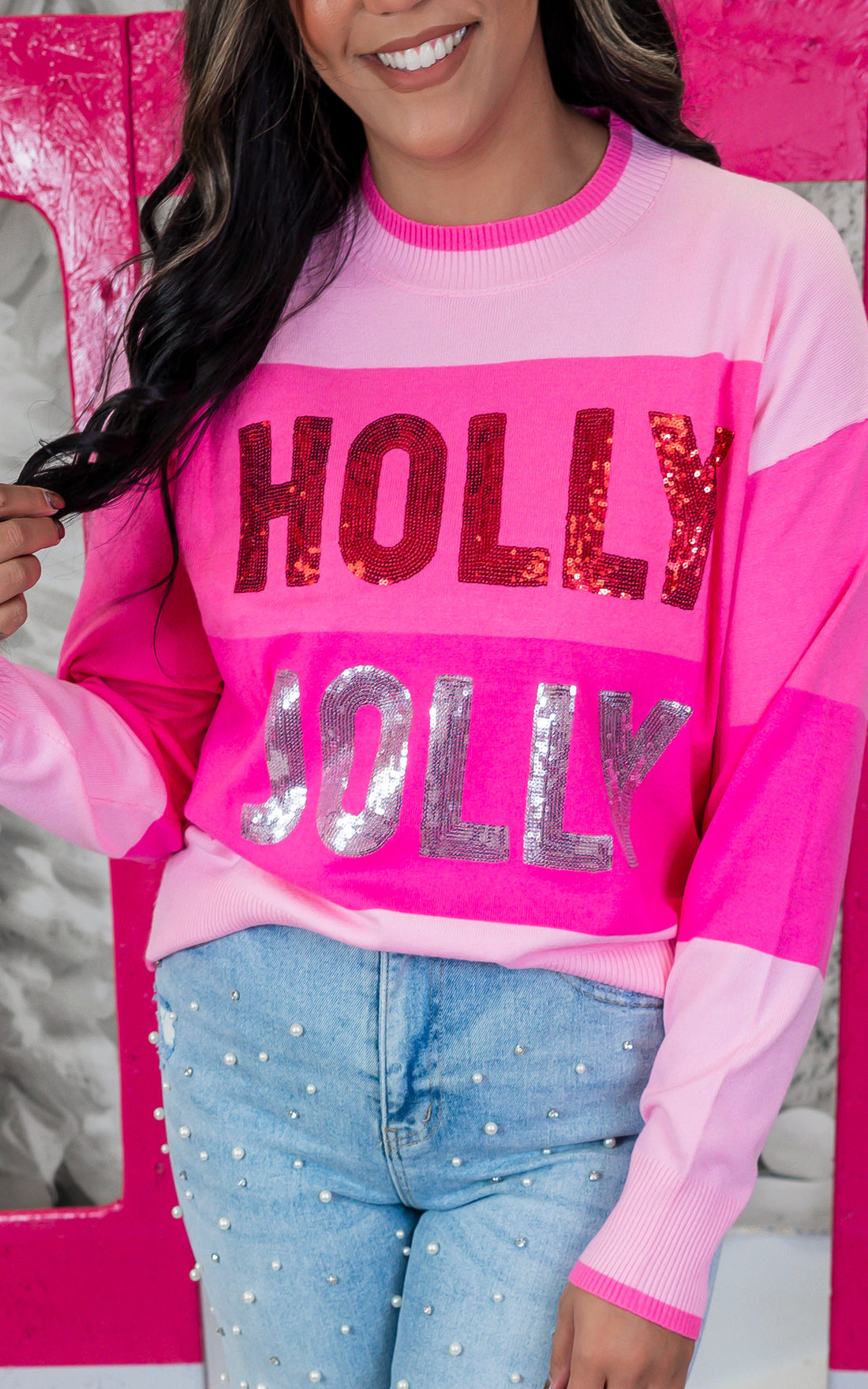 Holly Jolly Sequin Colorblock Sweater