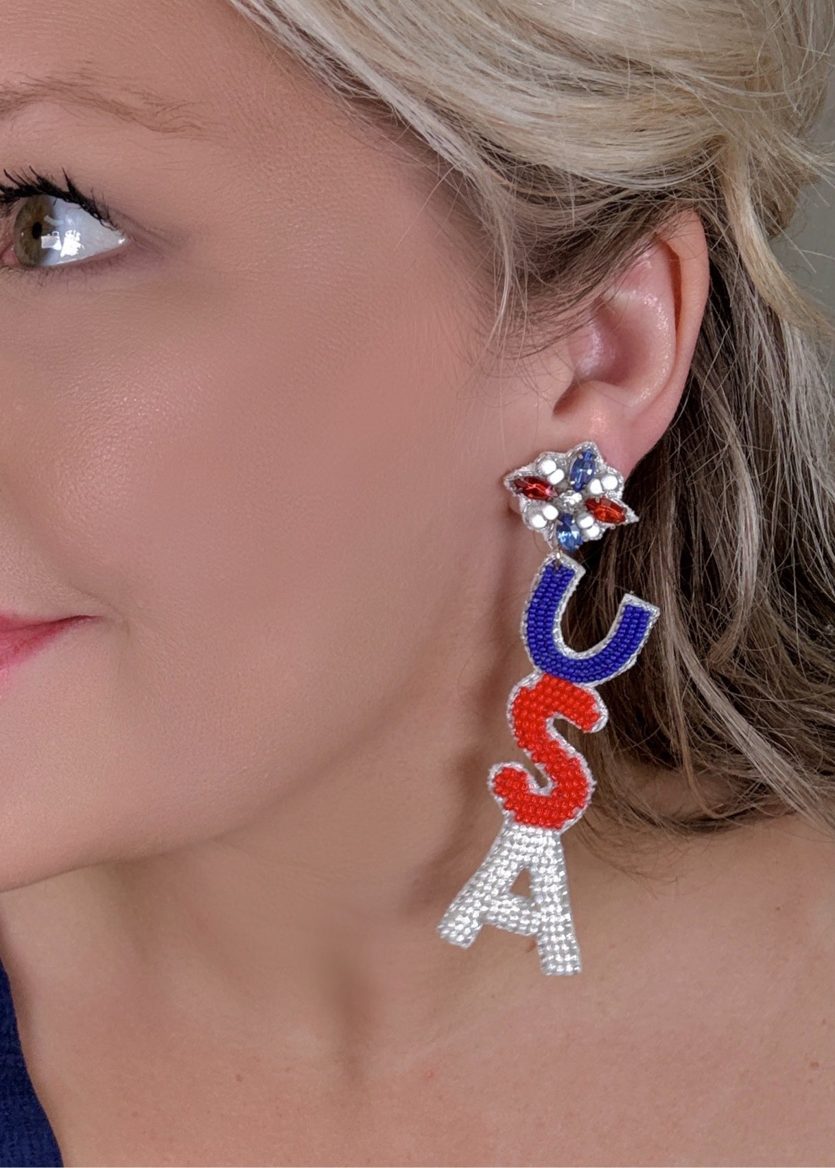 Beaded USA Stack Earrings