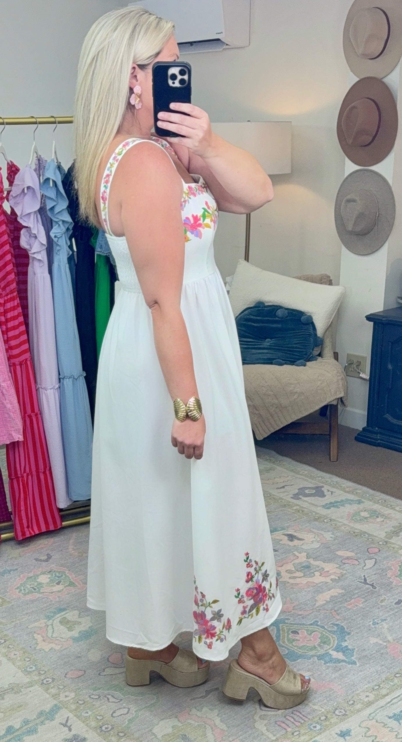 Simple Pleasures Linen Embroidered Fit and Flare Dress