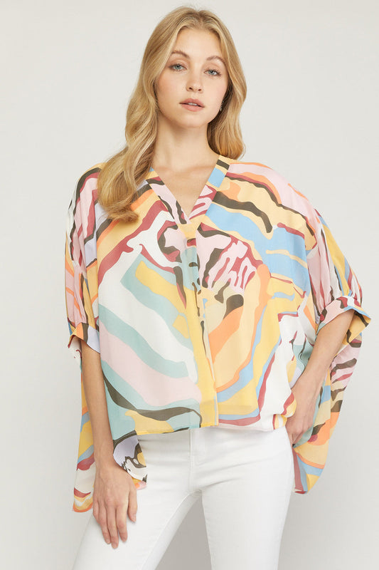 Easy Street Swirl Print Kaftan Blouse