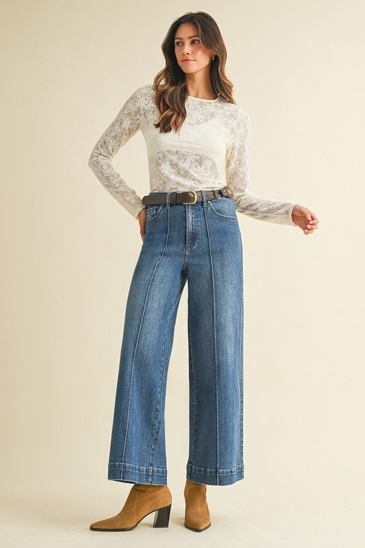 **MORE COLORS** Truth Be Told Pin Tuck Wide Leg Jeans