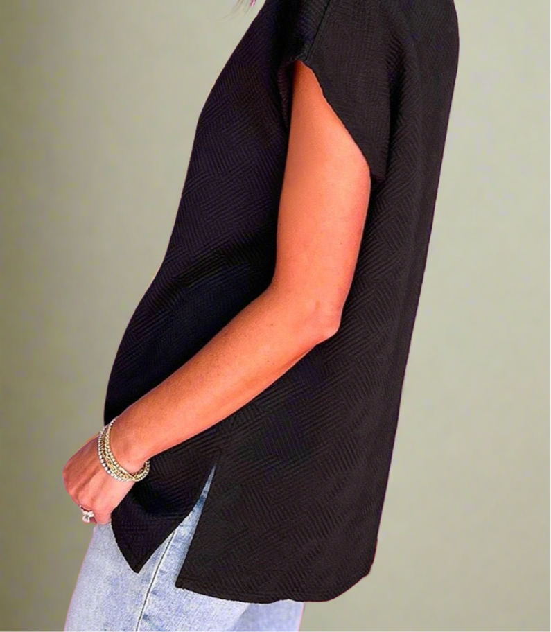 Textured Collared Tunic Top