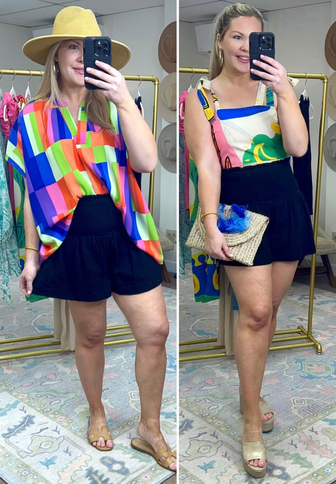 Smocked High Rise Gauzy Shorts