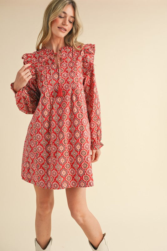 Sweet Annie Ruffle Trim Mini Dress
