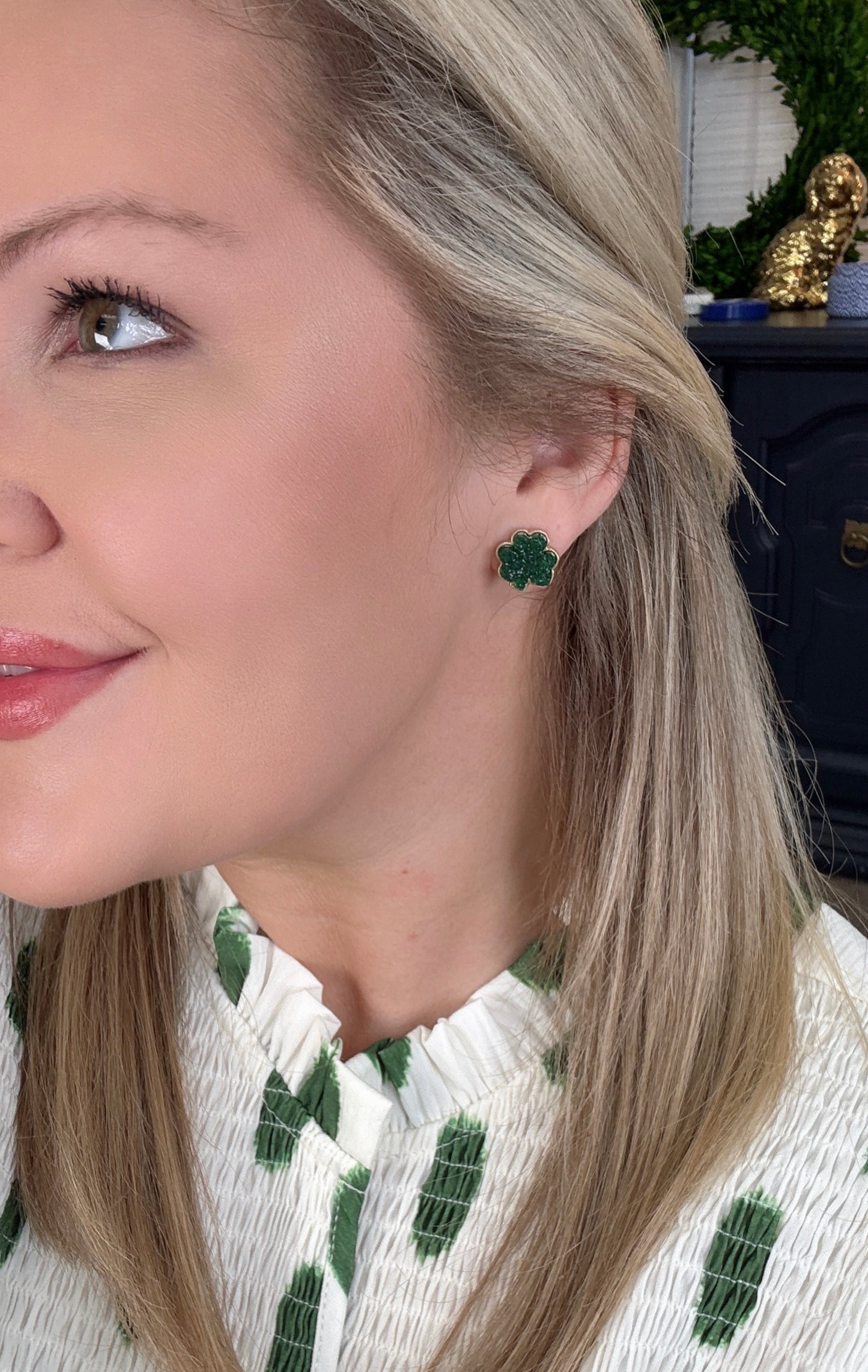 Druzy Clover Stud Earrings