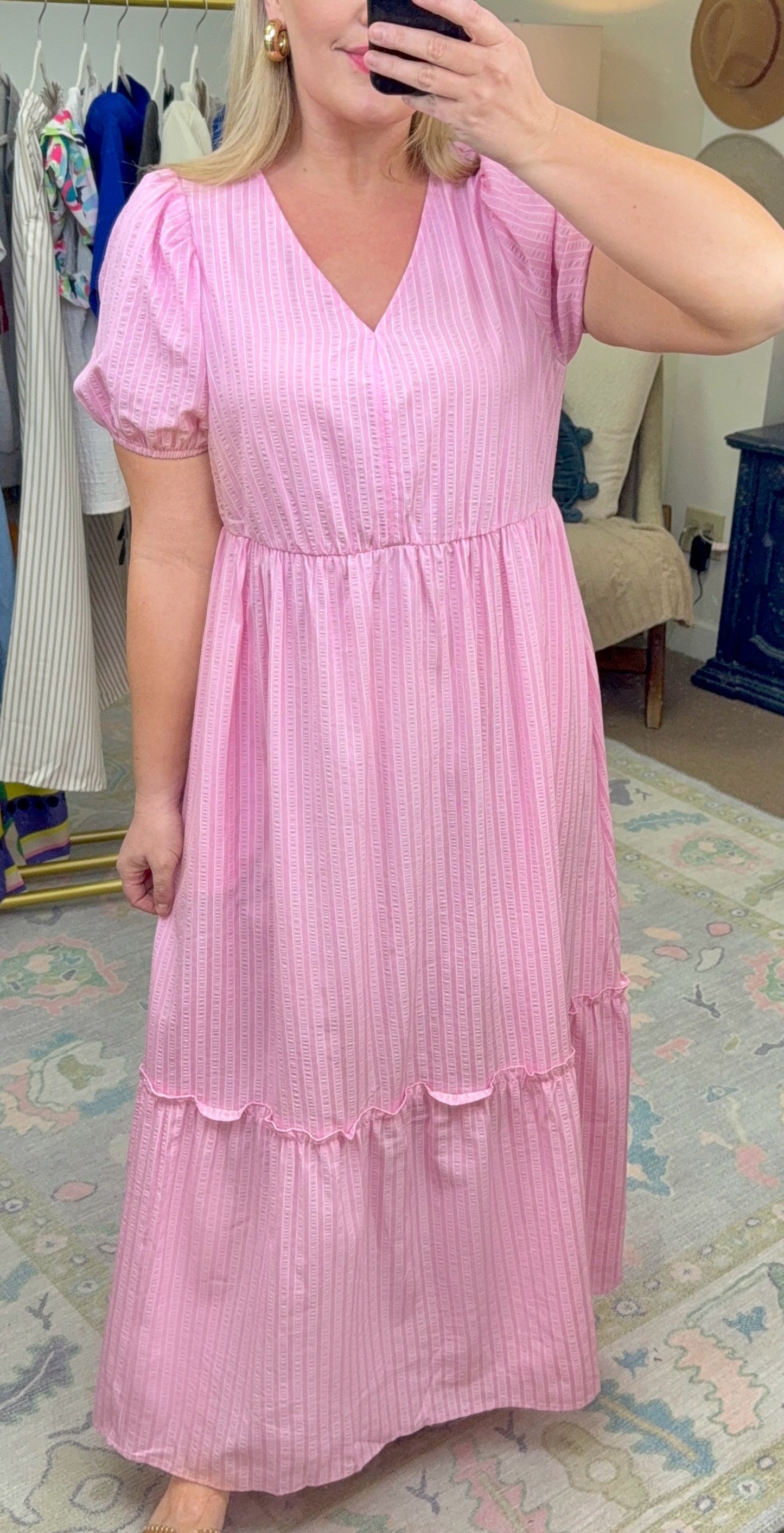 Look My Way Puff Sleeve Maxi Dress