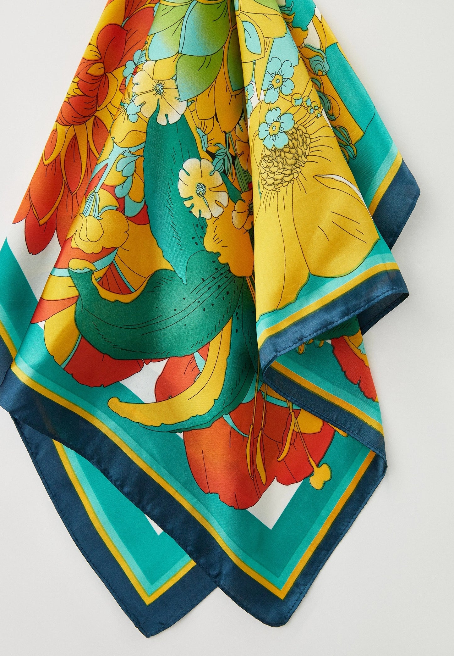 Vintage Blooms Silk Neck Scarf in Green