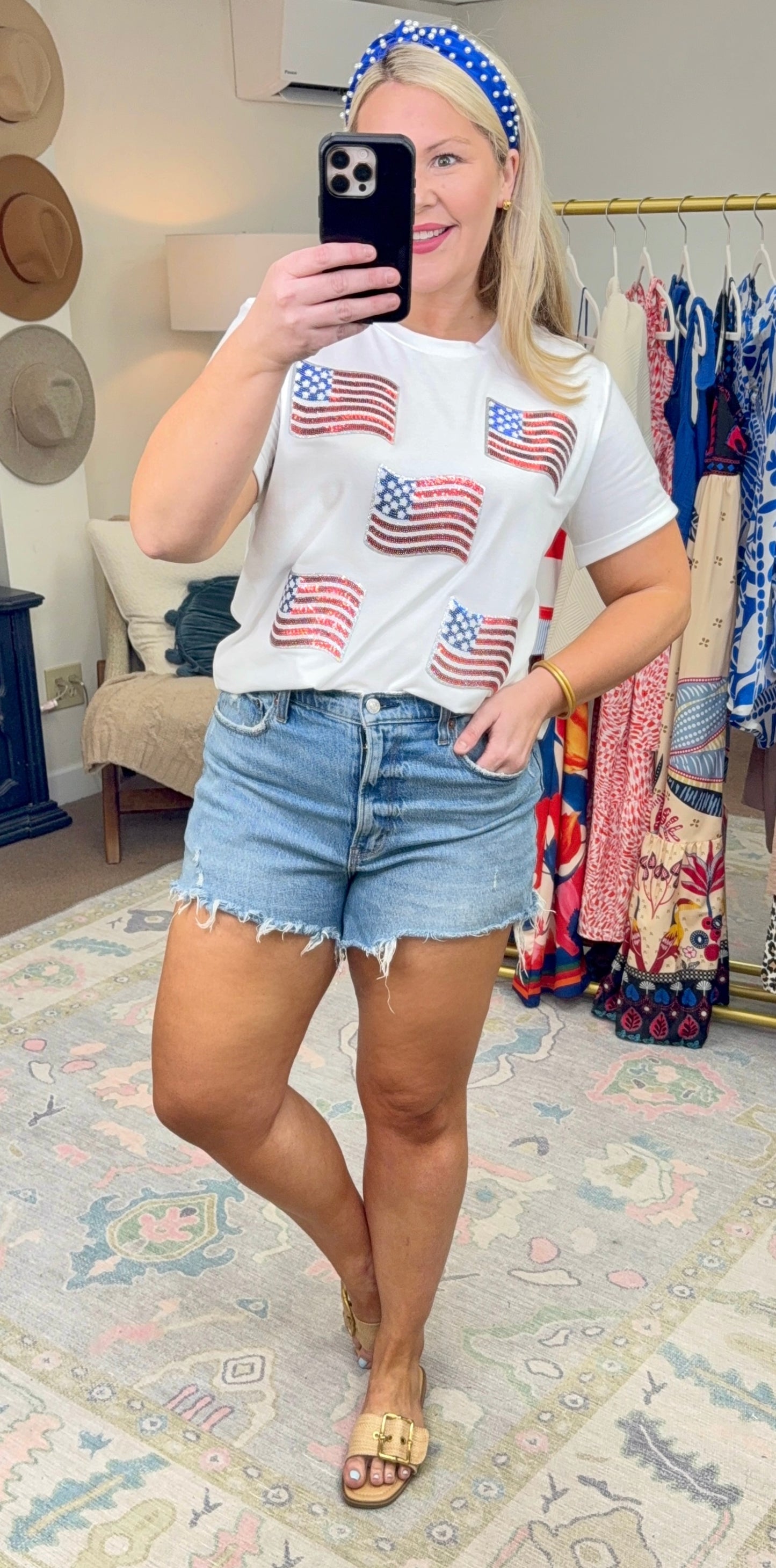 Star Spangled Flag Sequin Tee