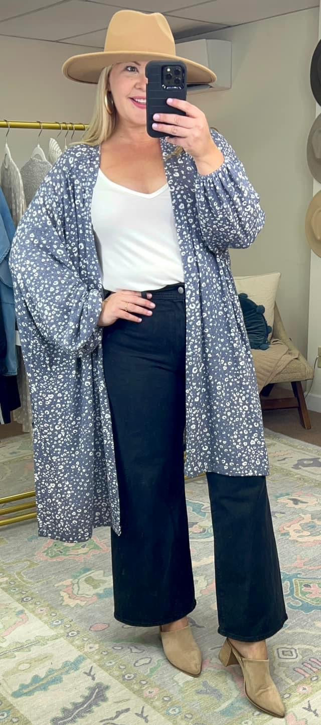 Fiercely Made Animal Print Balloon Sleeve Cardigan