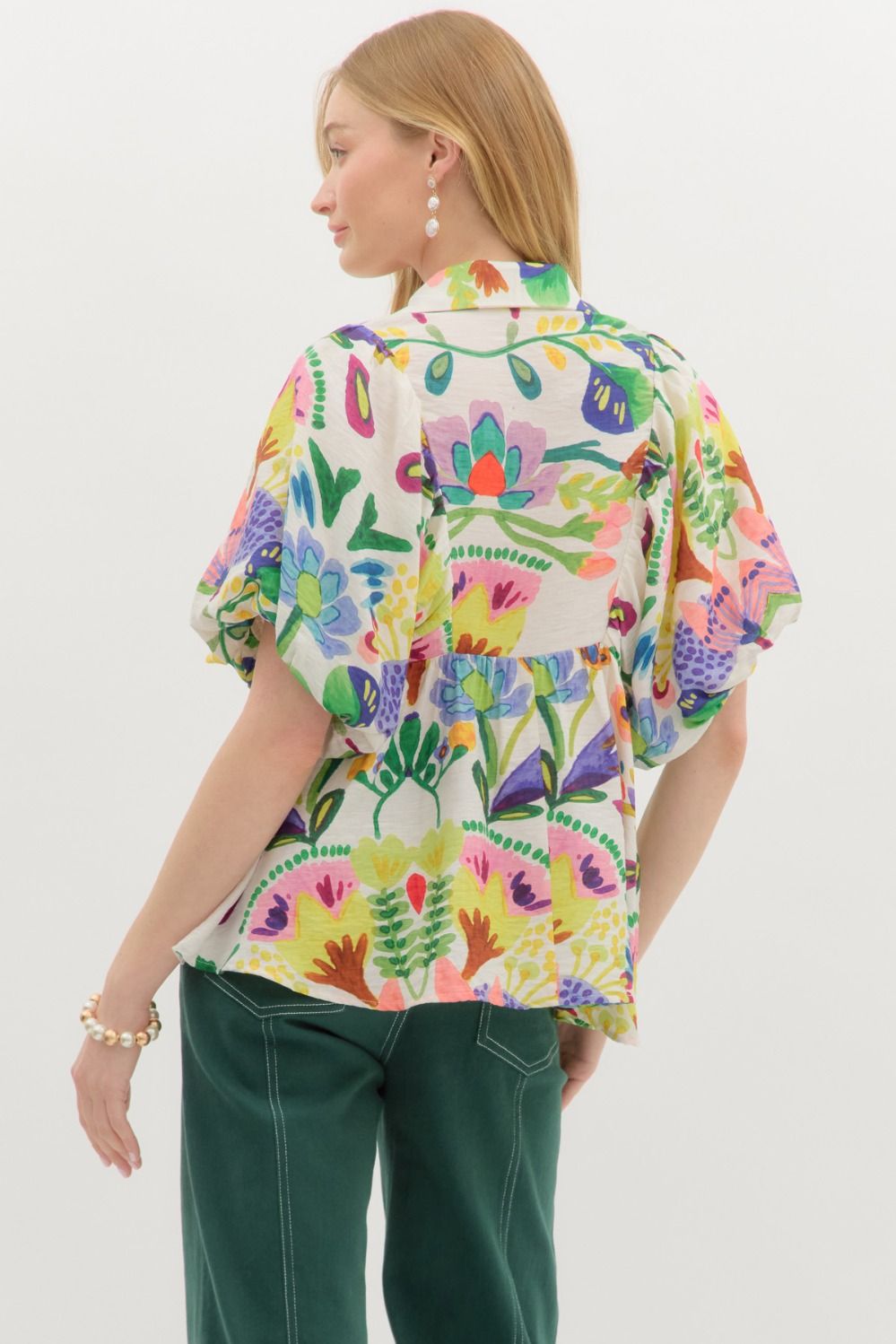 On a Whim Watercolor Print Blouse