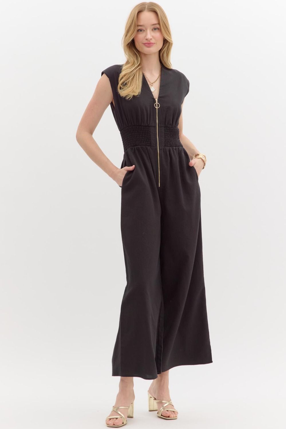Night Out Wide Leg Zip Jumpsuit