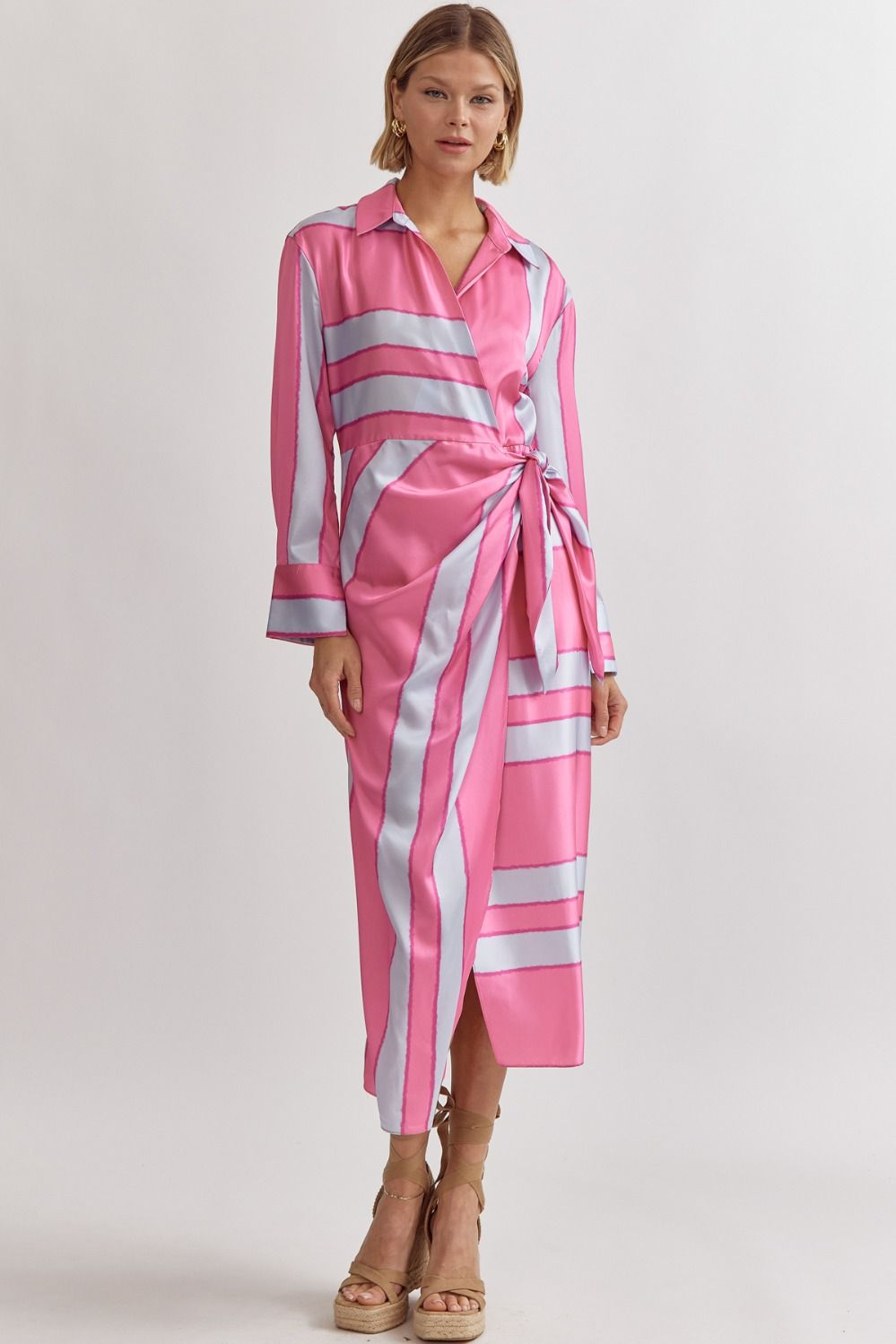 **MORE COLORS** Colorblock Stripe Wrap Dress