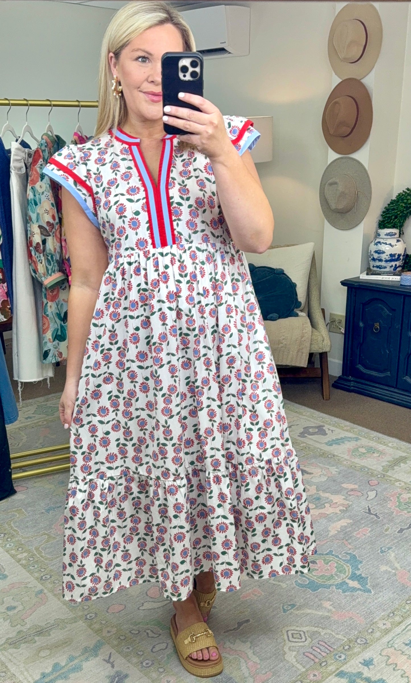 ✨RESTOCK✨ Simpler Times Printed Flutter Sleeve Midi Dress