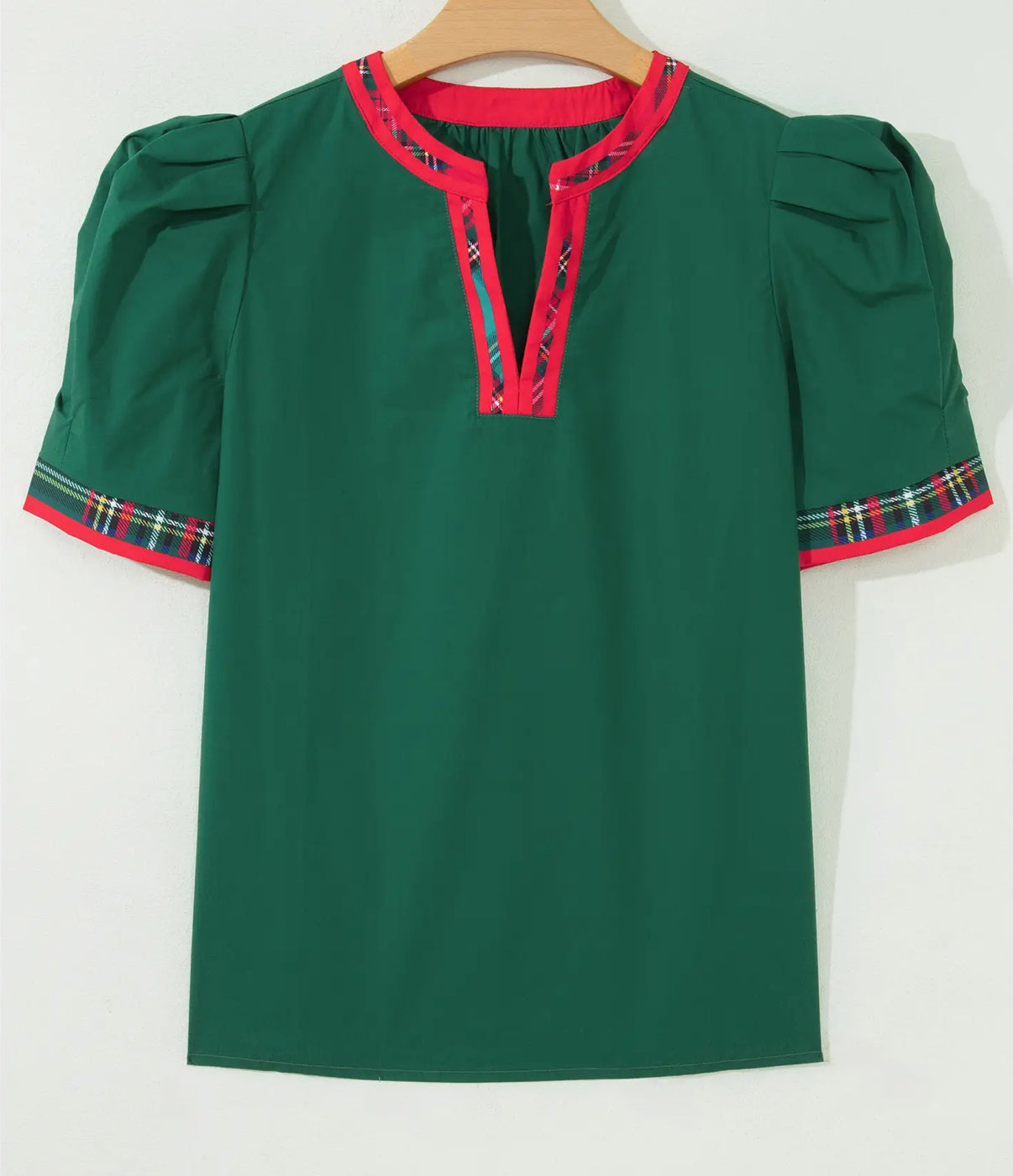 Evergreen Estate Tartan Trim Blouse