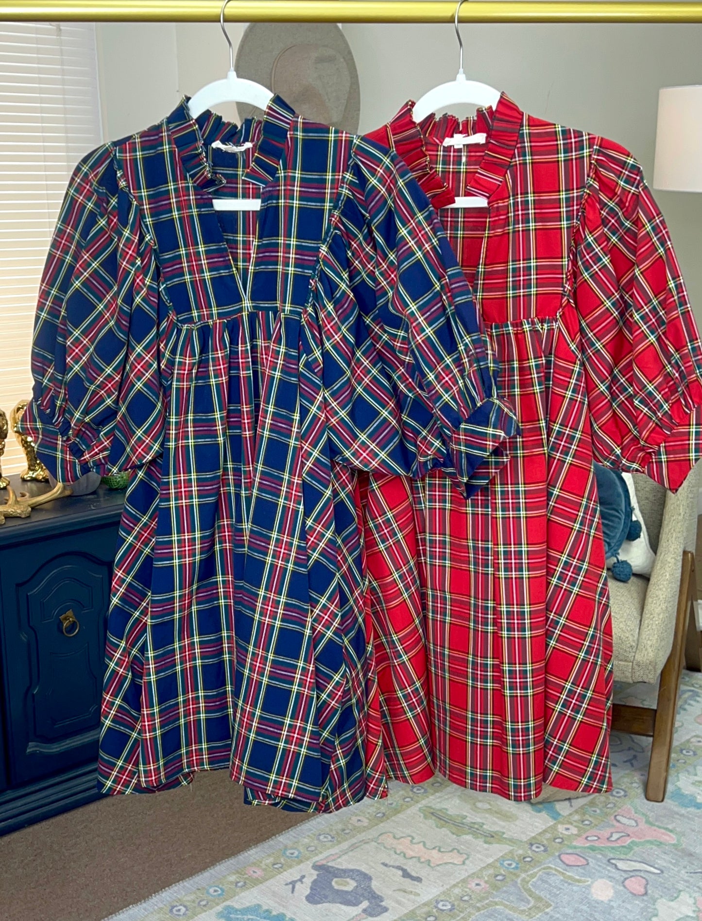 **MORE COLORS** Home For The Holidays Tartan Babydoll Dress