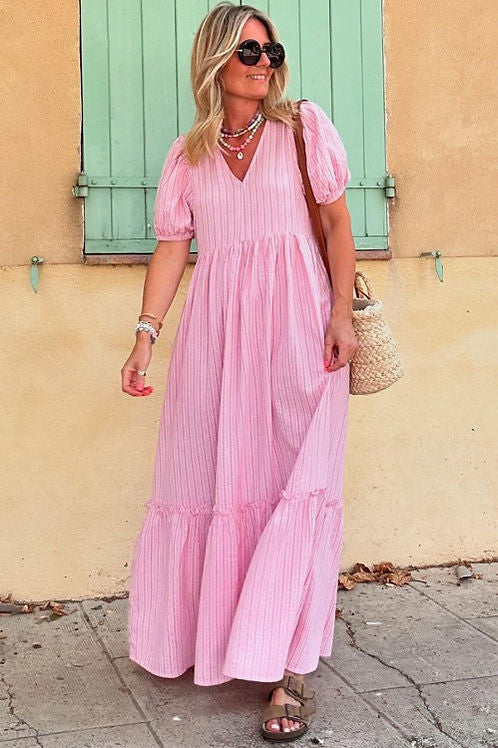 Look My Way Puff Sleeve Maxi Dress