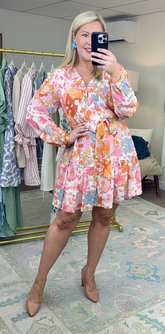 Feelin Good Feelin Fine Printed Ruffle Mini Dress