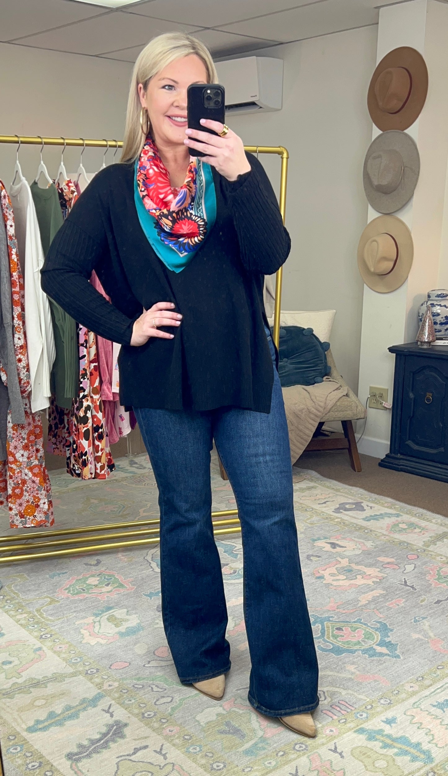Teal Sunday Best Abstract Silk Neck Scarf