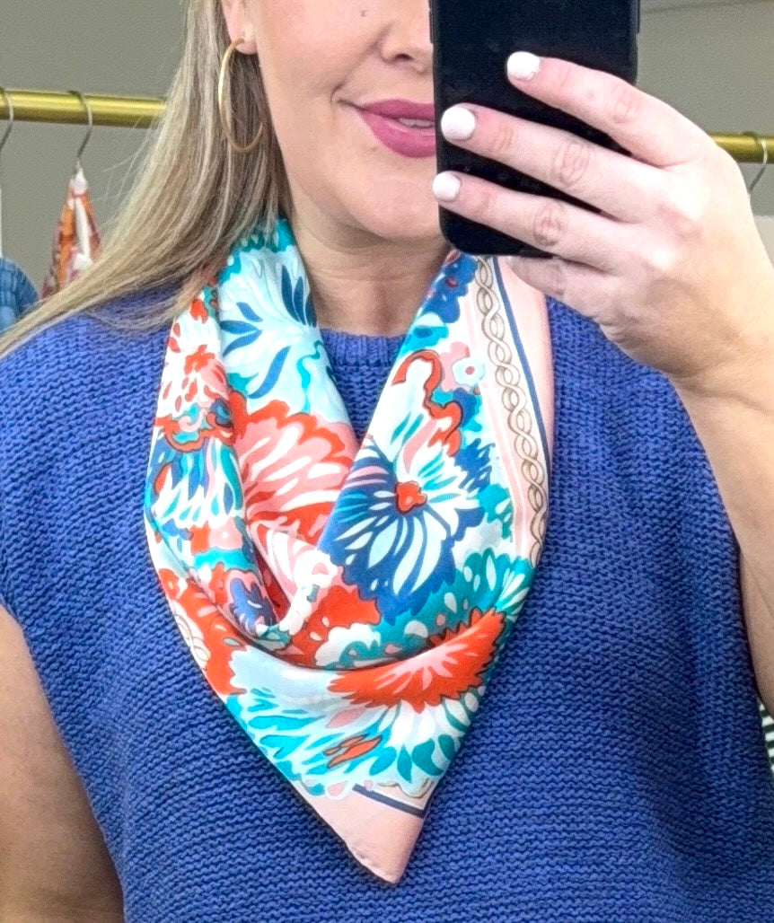 Peach Sunday Best Abstract Silk Neck Scarf