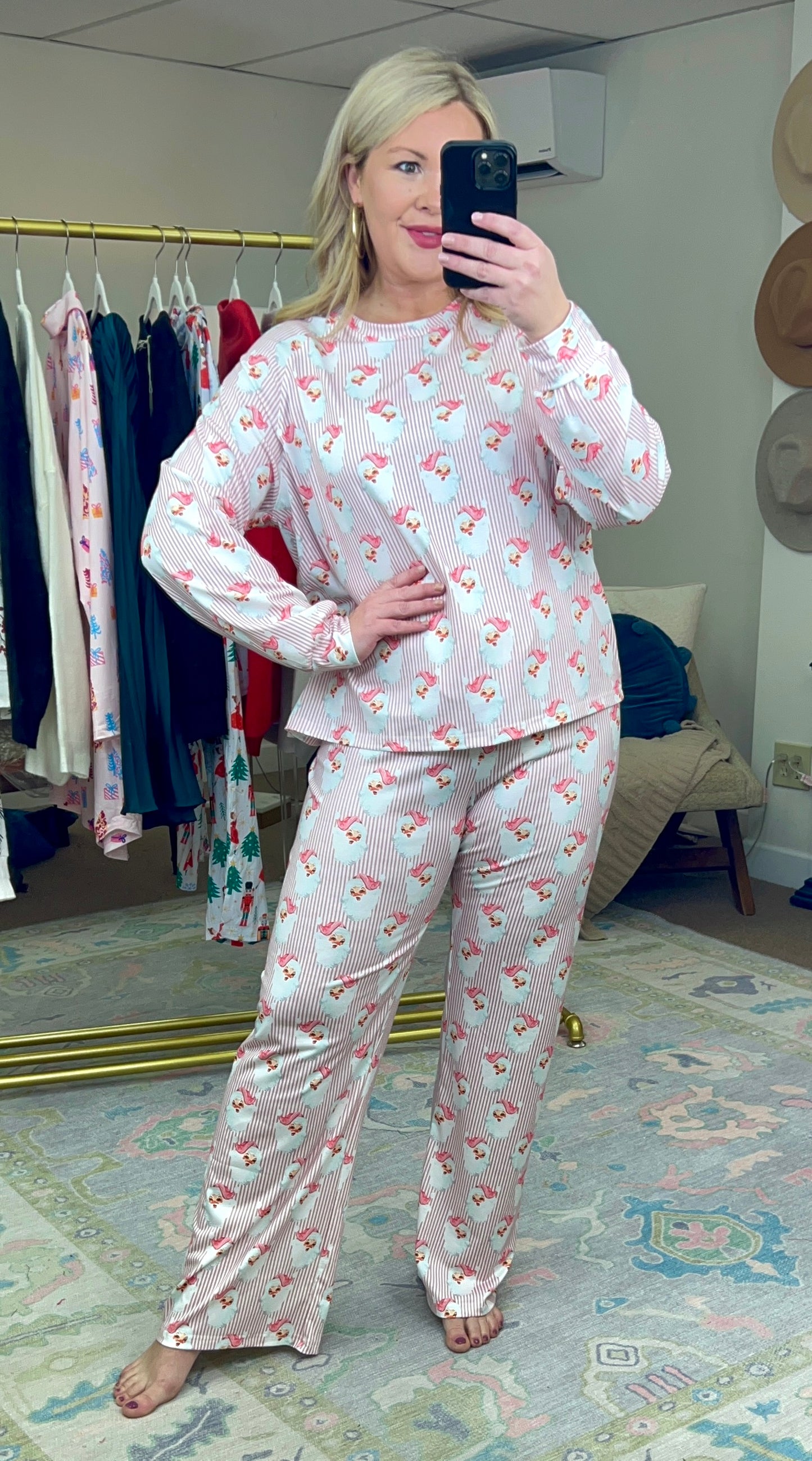 Santa Baby Stripe Lounge Set