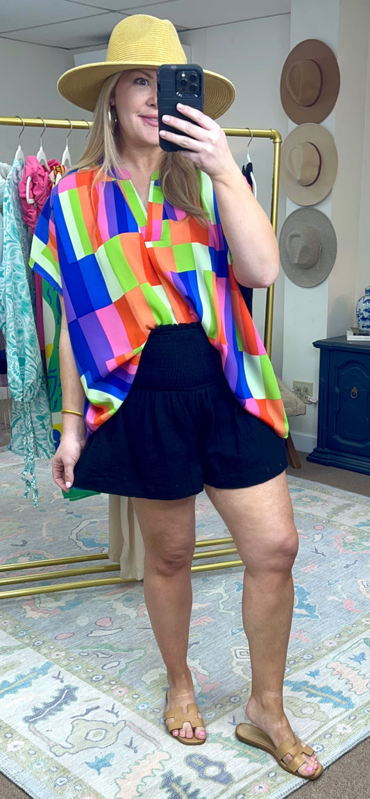 ENTRO: Multi Colorblock Oversized Blouse