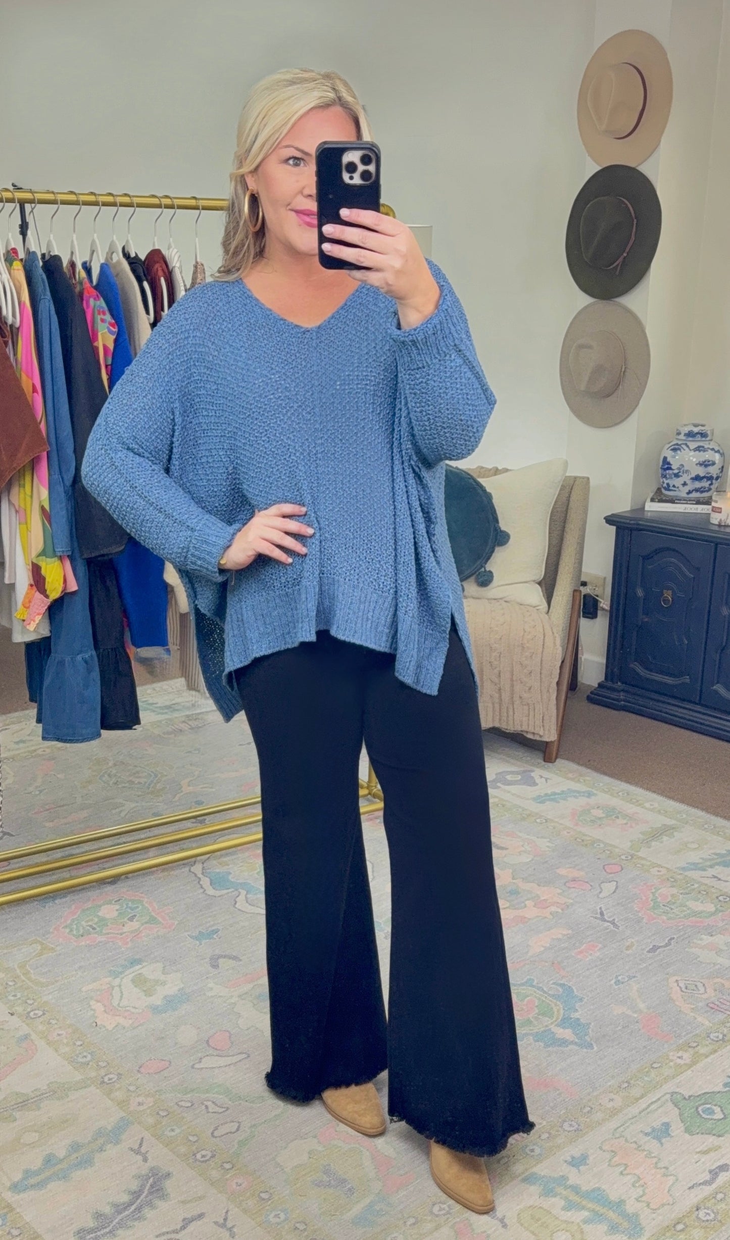 RISEN: With Stride Black Wide Leg Denim