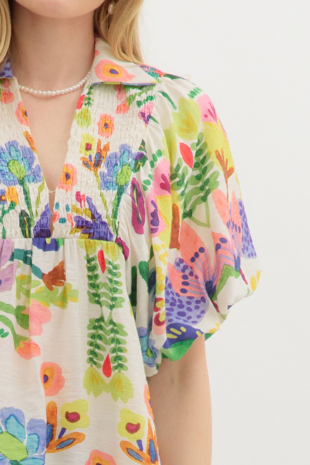 On a Whim Watercolor Print Blouse