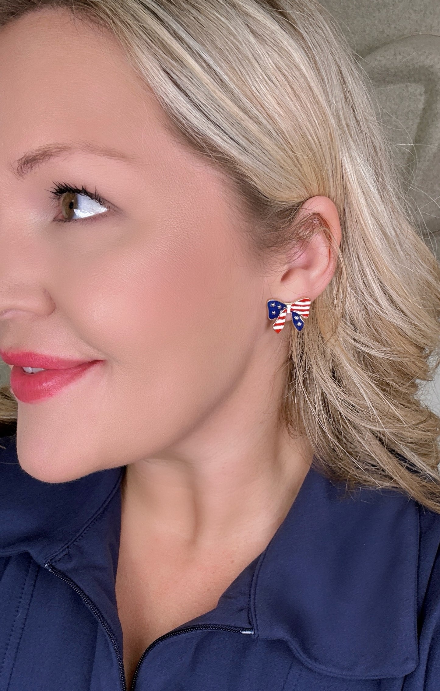 Flag Bow Stud Earrings