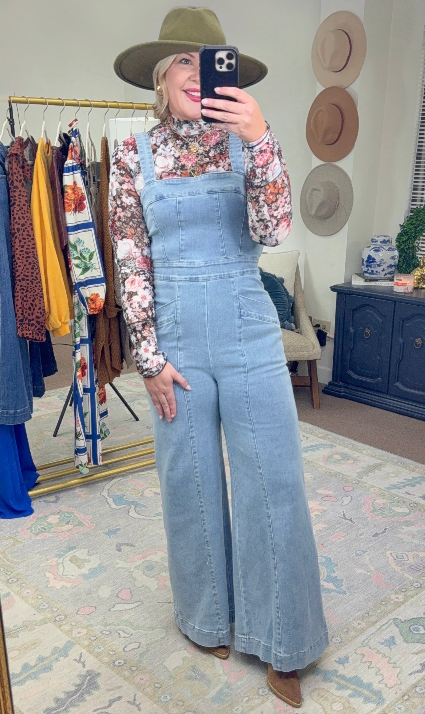 Night in Nashville Wide Leg Denim Jumpsuit