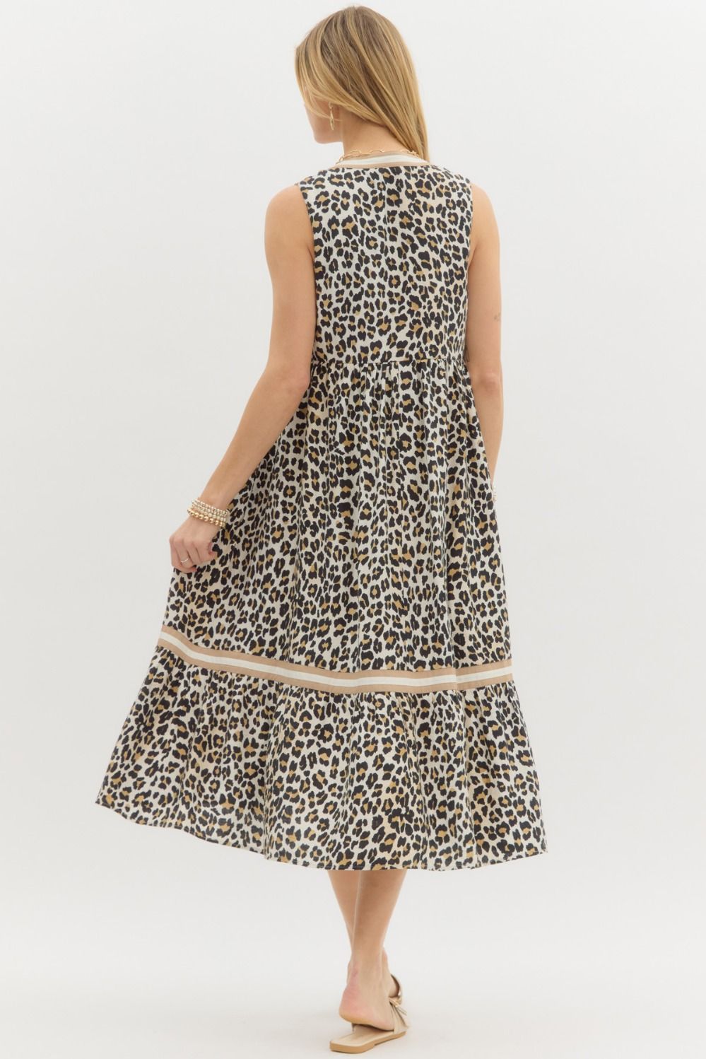 Present Moment Leopard Print Midi Dress