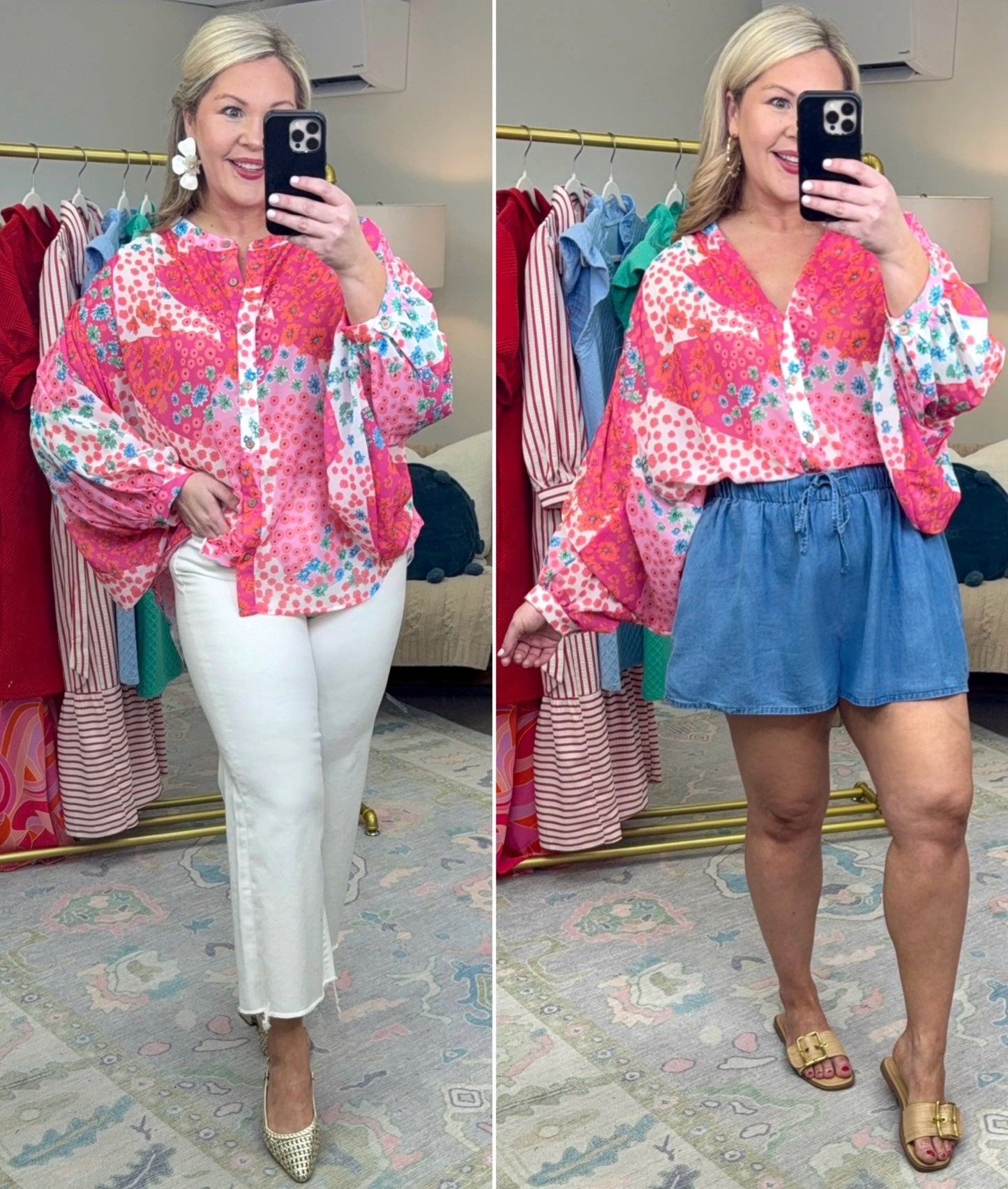 Floral Boho Patchwork Blouse