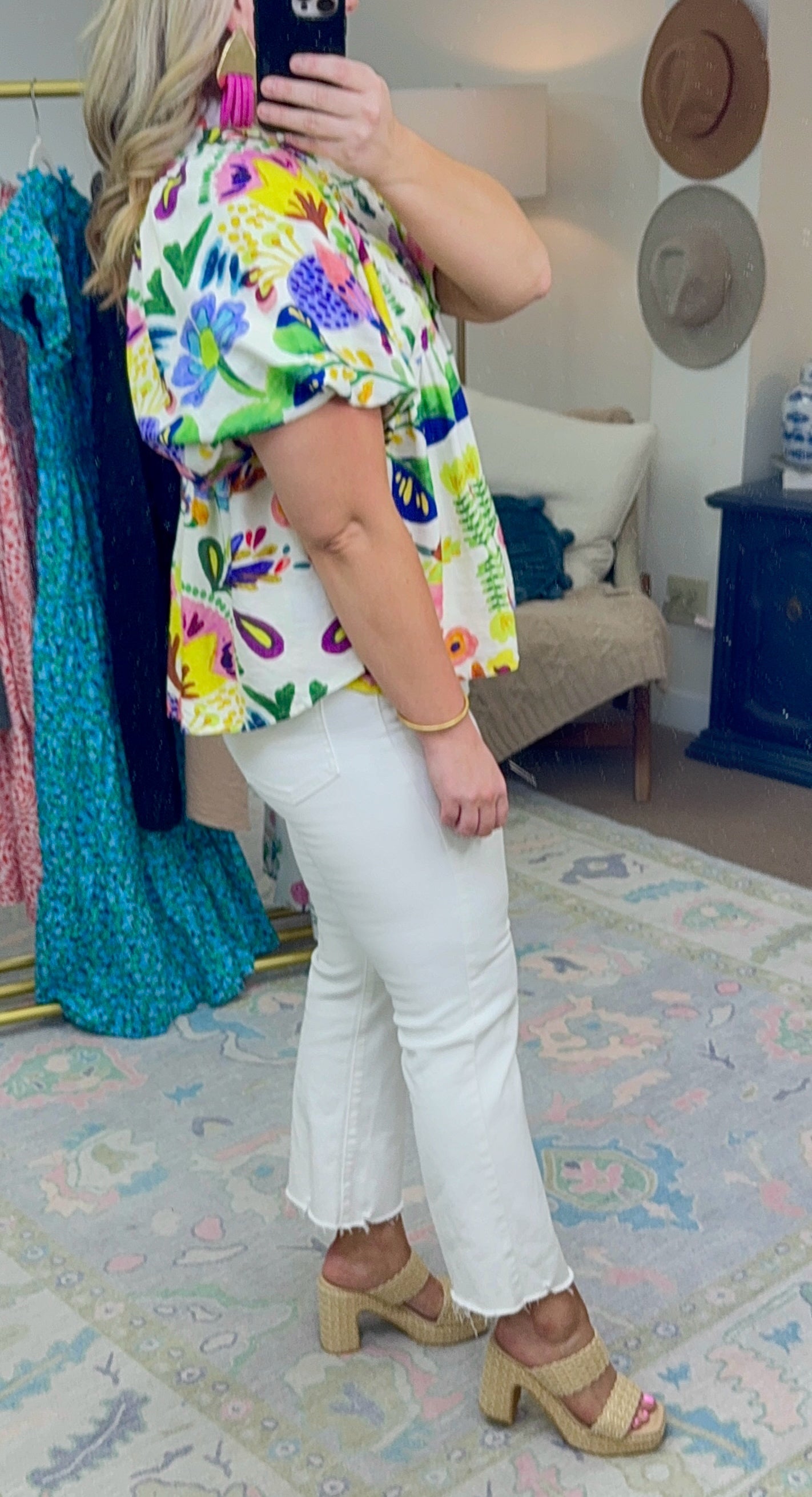 On a Whim Watercolor Print Blouse