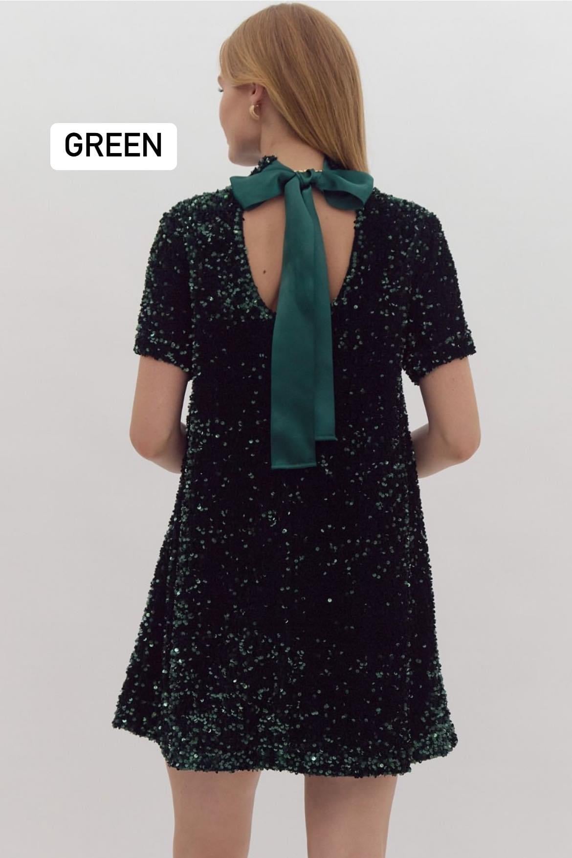 Glitzy Gal Sequin Tie Back Dress