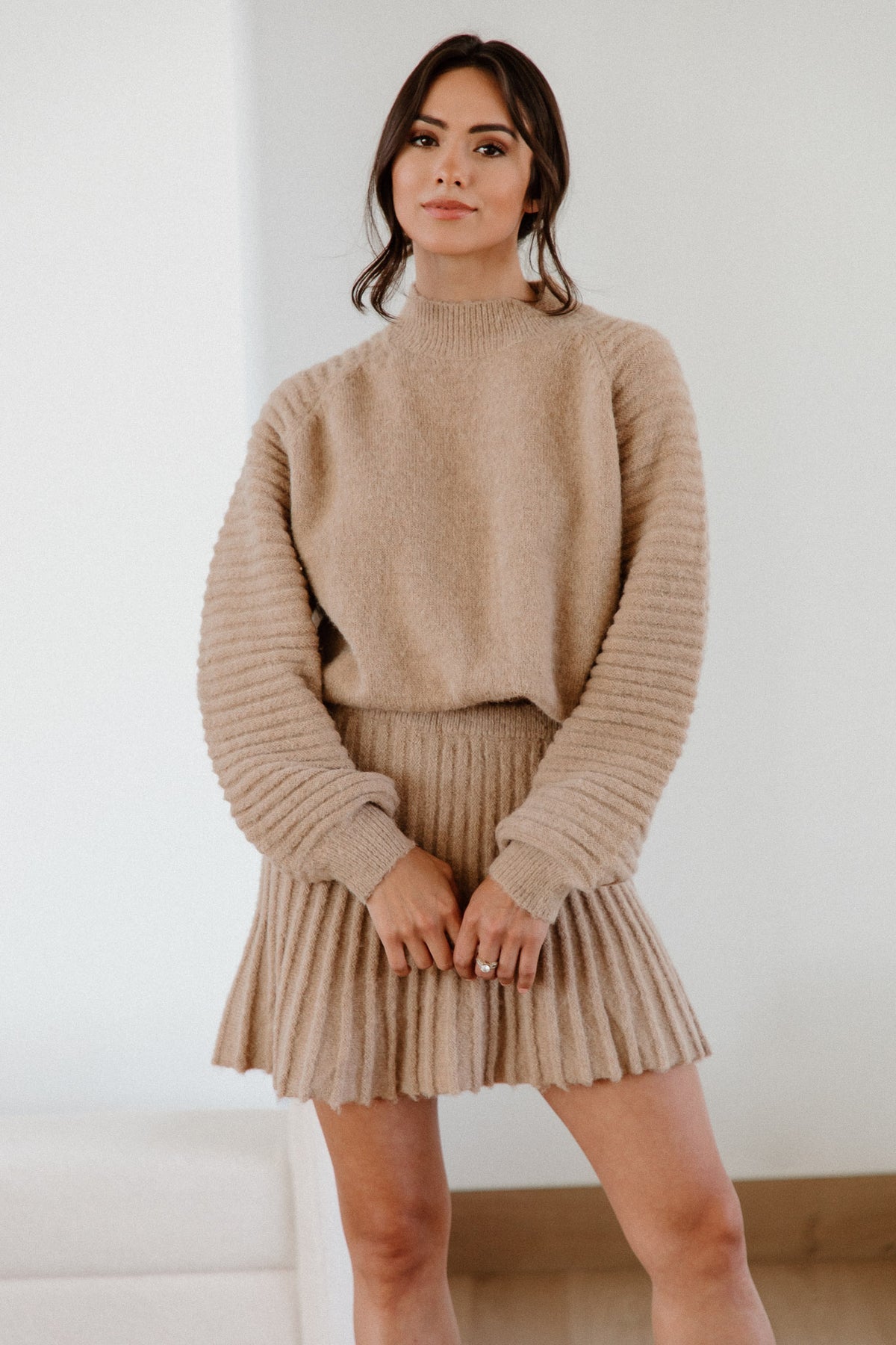 **MORE COLORS** Sweater Together Knit Pleated Skirt Set