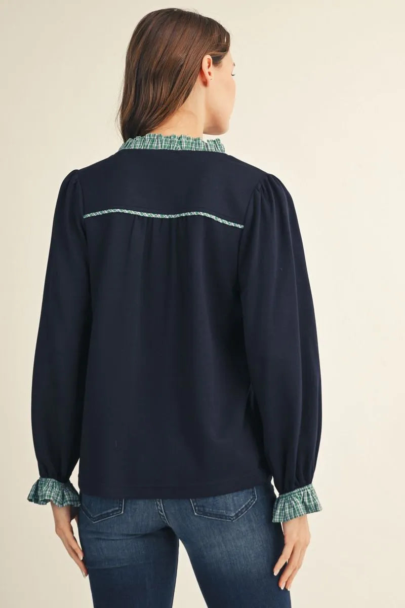 Prep Talk Ruffle Trim Blouse