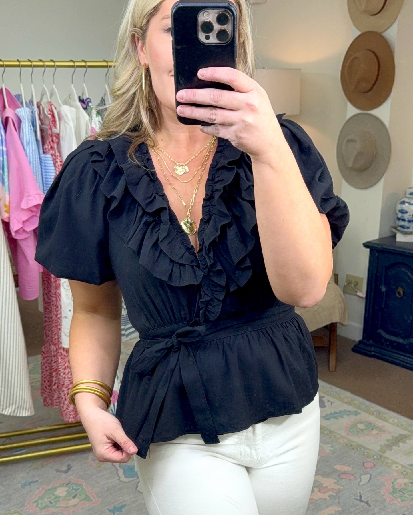 First Date Ruffle Wrap Blouse
