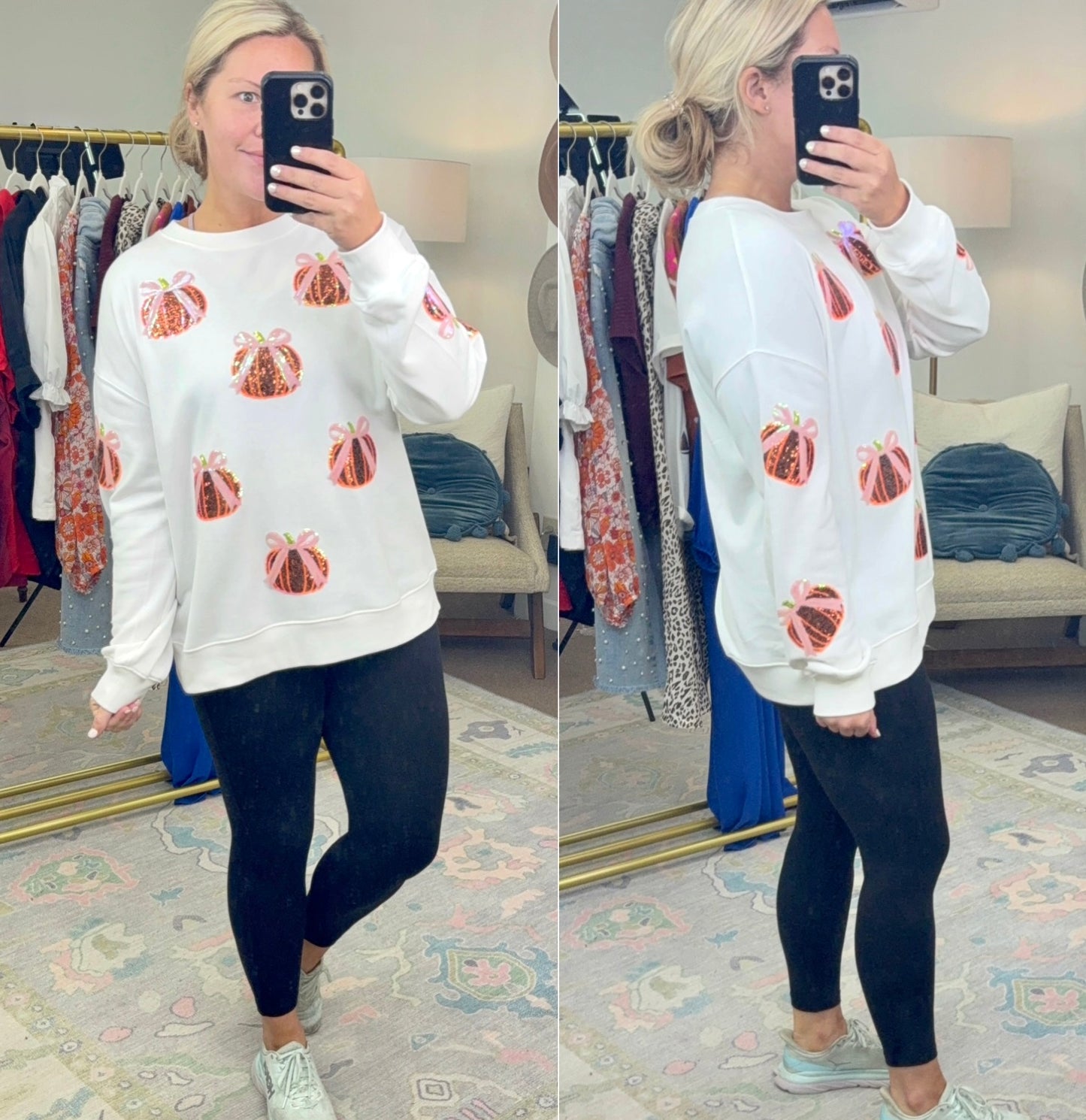 Spice Spice Baby Sequin Pumpkin Crewneck Pullover