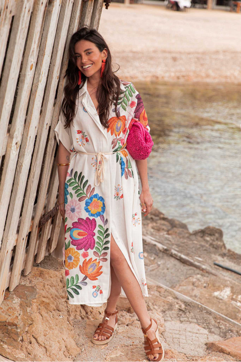 Maldives Motif Print Shirt Dress