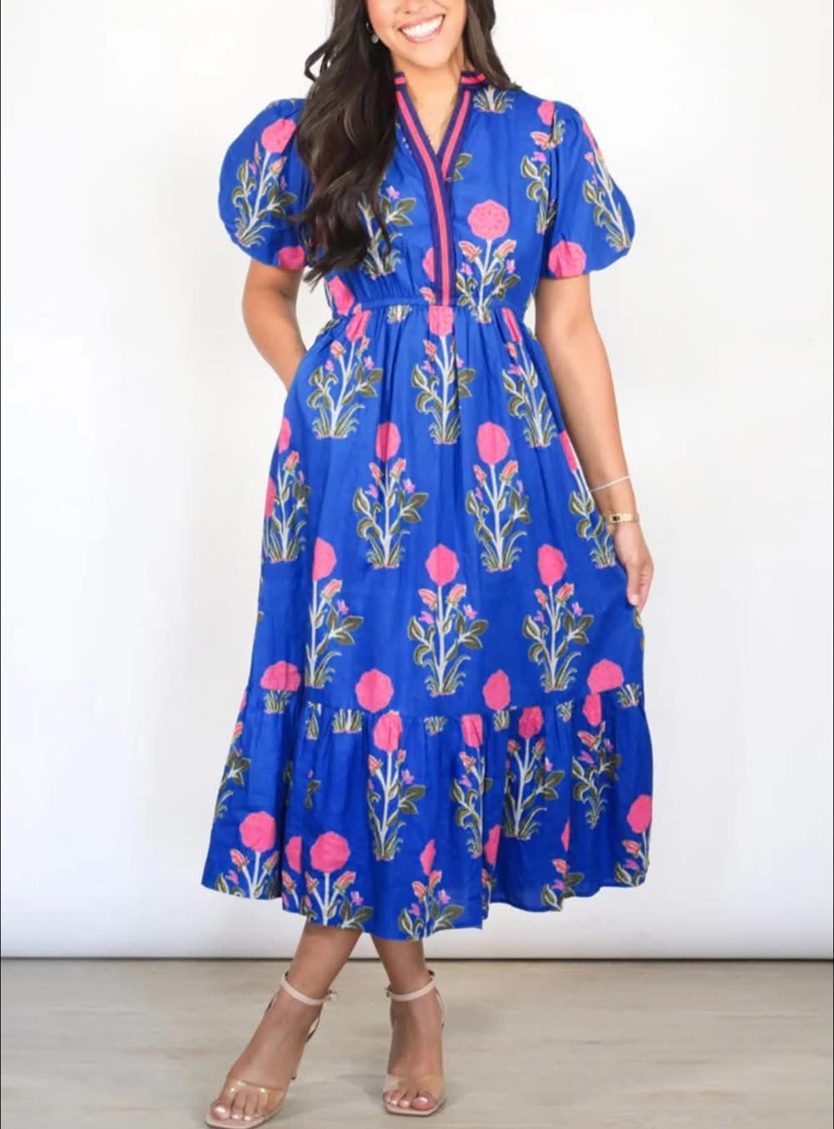 **MORE COLORS** Heart’s Content Printed Puff Sleeve Dress