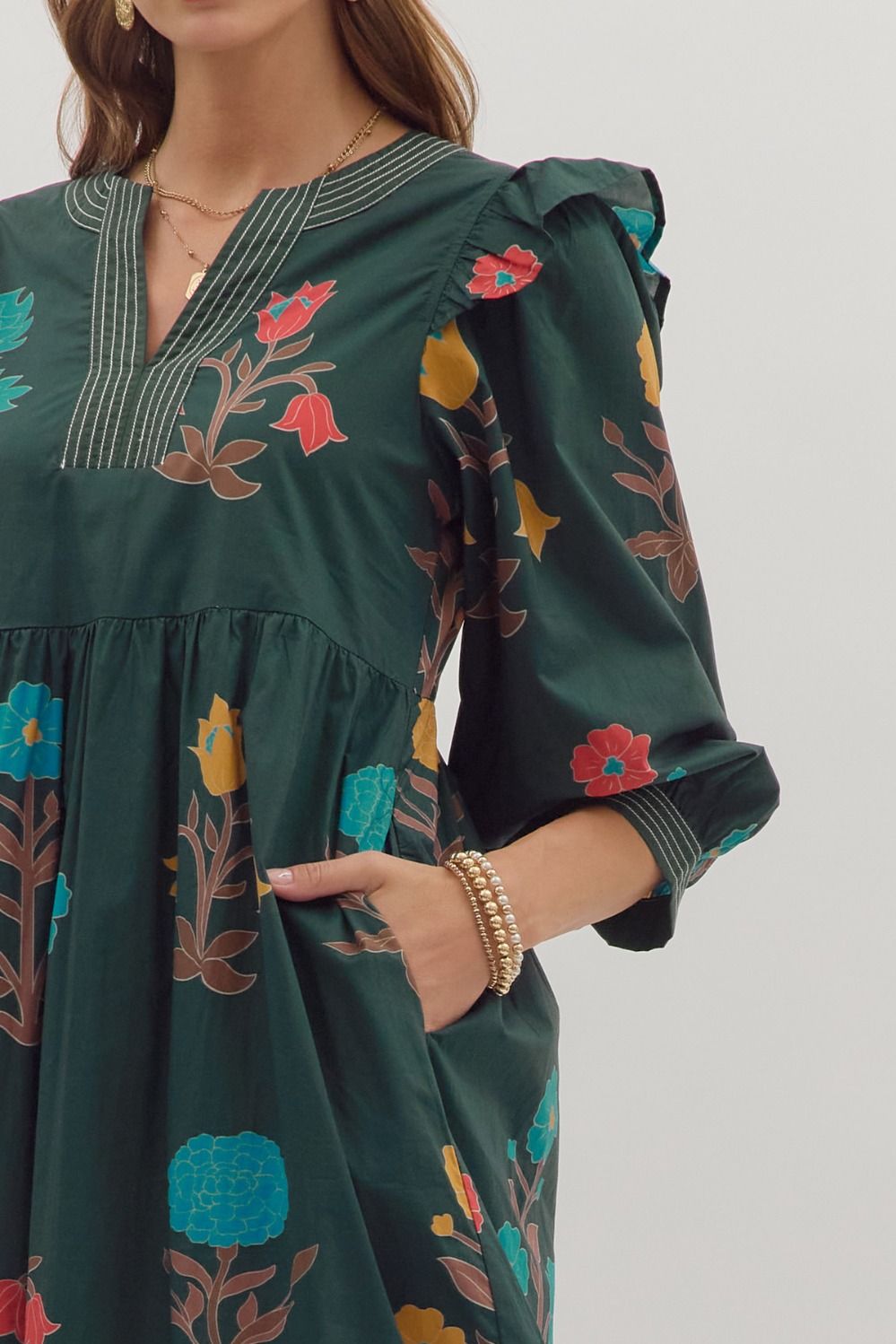 Petals and Poetry Ruffle Midi Dress