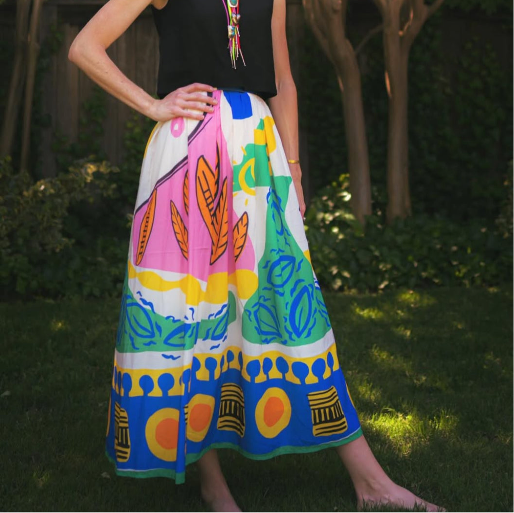 Hot Tropic Abstract Print Skirt