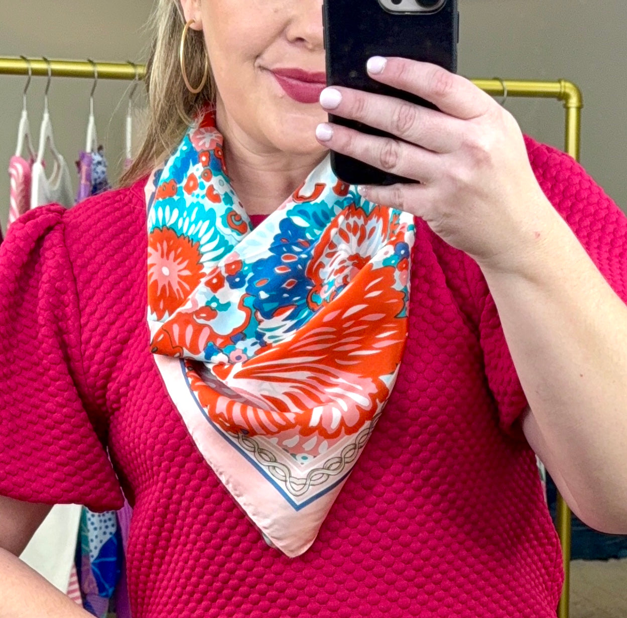 Peach Sunday Best Abstract Silk Neck Scarf