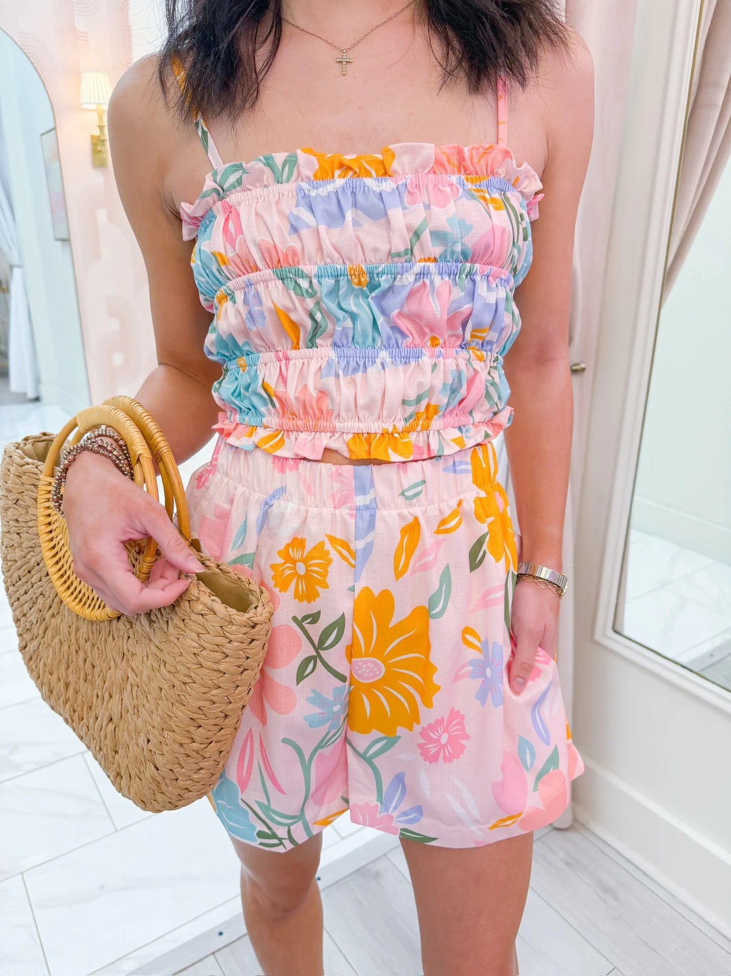 Pretty Petals Smocked Short Set
