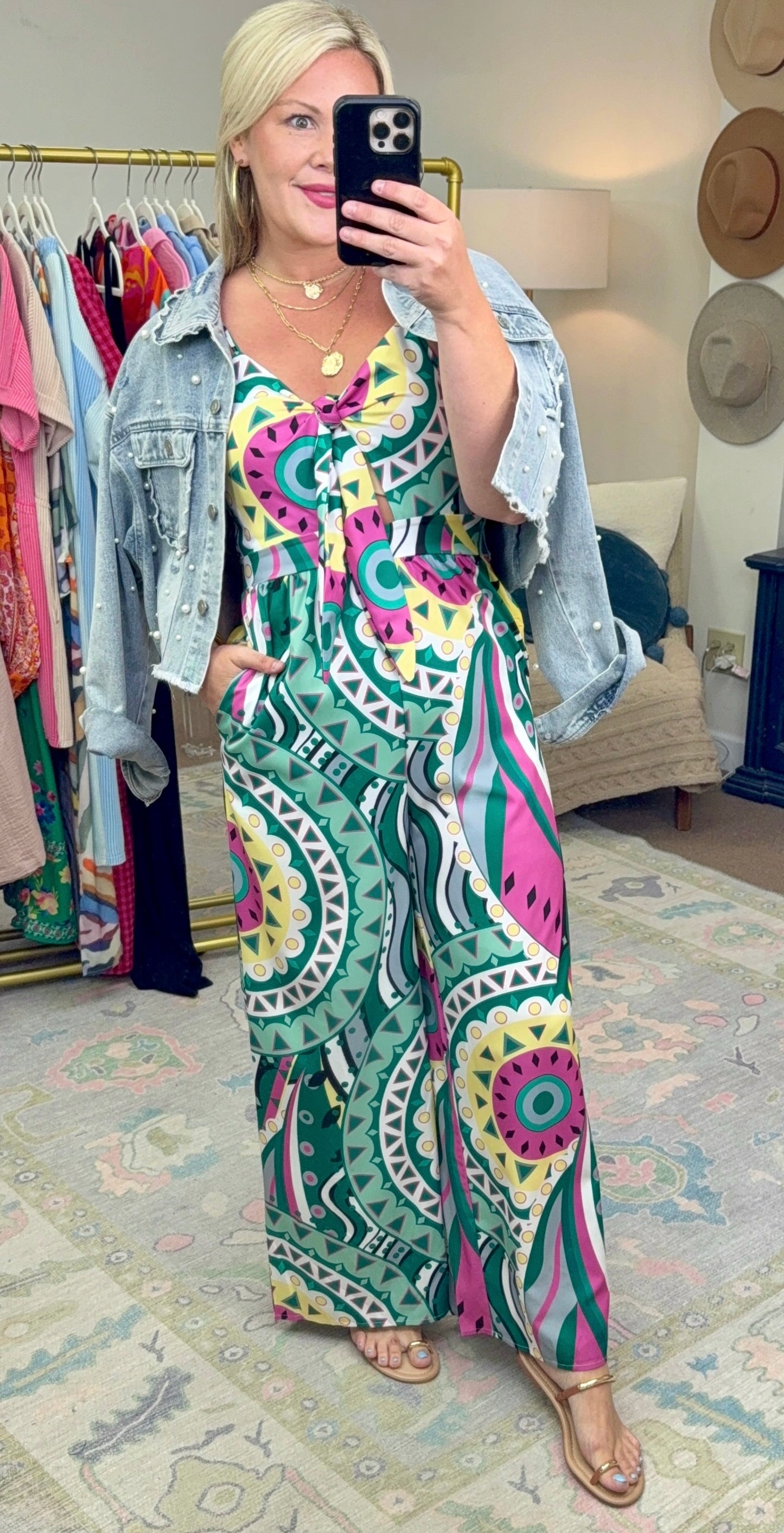 Kaleidoscope Views Abstract Print Wide Leg Jumpsuit