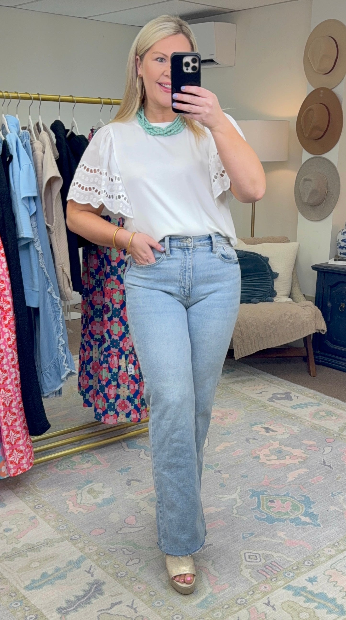 **MORE COLORS** Eye for an Eyelet Scalloped Sleeve Tee
