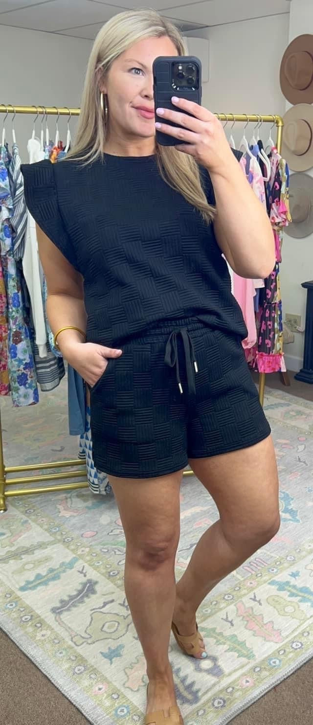 **MORE COLORS** Road Tripping Textured Ruffle Two Piece Short Set